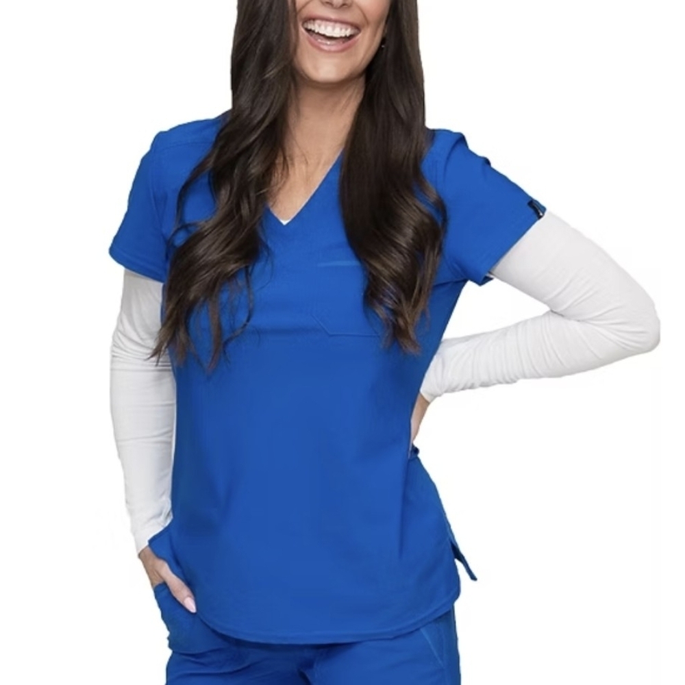 Royal Blue Women's Scrub Top And Pants. Nurse's Uniform 2 Piece Set (Size XL)
